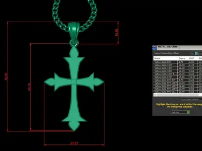 Light Gold 18K Cross Pendant 1CP026 3D print model