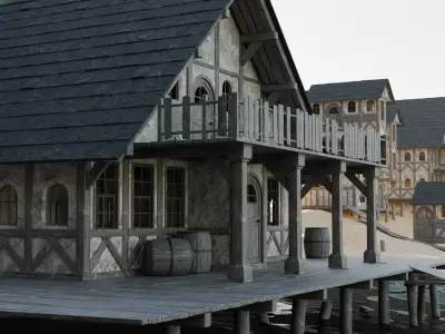 Pirate Medieval Modular Building Kit v1 3D model