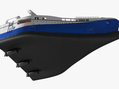  Marine Research Vessel with Side Lifeboat White and Blue 