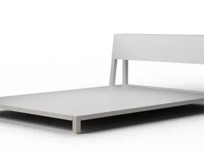 Alpine White Queen Bed Low-poly 3D model