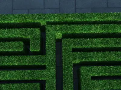 Rectangular Maze With Grass 3D model