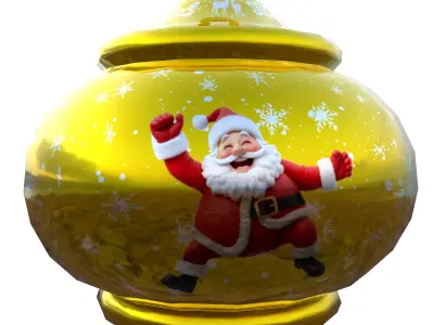 Cheerful Santa Holiday Bauble 3D Model PBR Ready Low-poly 3D model