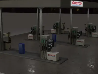 Petrol station asset pack 3D model