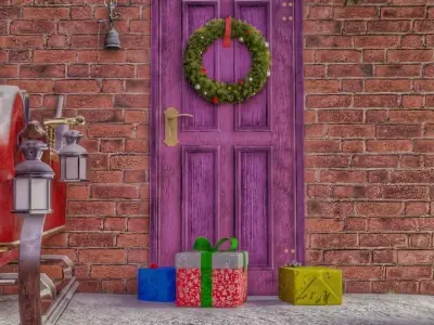 3D Christmas Time Wreath Scene 3D model