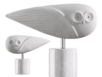 Abstract sculpture of an owl 3D model