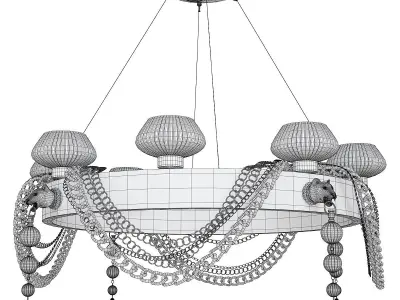 PANTHER ART DECO CHANDELIER WITH CRYSTA Low-poly 3D model