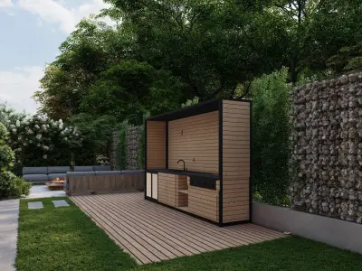 3D Exterior Scene 3D model design garden and landscape 3D  3D model