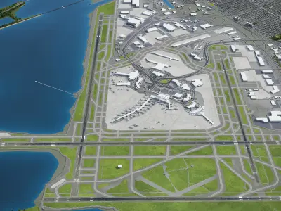 New York - John F Kennedy International Airport - JFK Low-poly 3D model