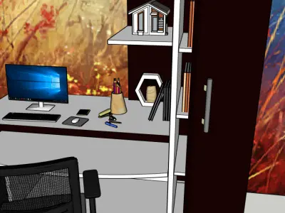 Modern Computer Table 3D Model  SketchUp Format 3D model