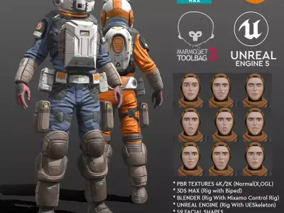 Space Marshal Male Low-poly 3D model