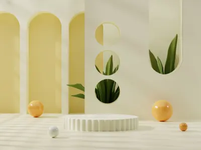 Empty space podium display for product mockup natural background 3D model