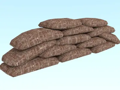 Sandbags pile of bricks Free low-poly 3D model