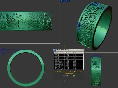 Leaf and Vine and tree of life  wedding rings  3D print model
