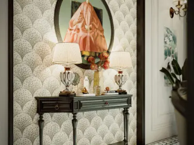 Indochine Living Room Interior Model 3D model