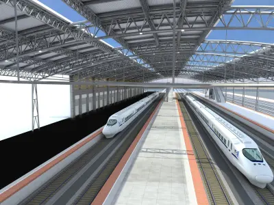 High-Speed Railway Station 2 3D model