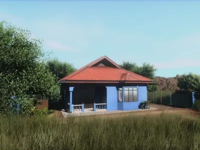 Single Storey House Low-poly 3D model