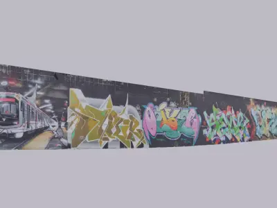 Big graffiti wall II 3D model
