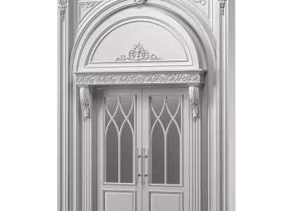 blk wood classcial exterior door art 002 3D model