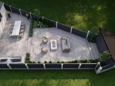 Garden Landscape 3D Model - SketchUp and Lumion Scene-Plan 3D model