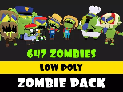 Low Poly Zombie Pack Low-poly 3D model