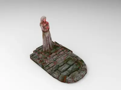 Shrine Lady With Goose Low-poly 3D model