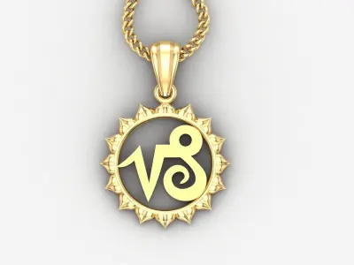 Sun Capricom Light Gold Pendant Version 7 3D print model