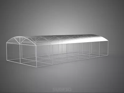 STRUCTURE CURVED GREENHOUSE HOTHOUSE GLASSHOUSE FRAME PLANT FARM 3D model