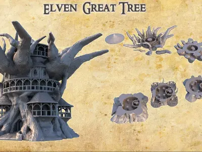 Elven Great Tree Tabletop Terrain 28 MM 3D print model