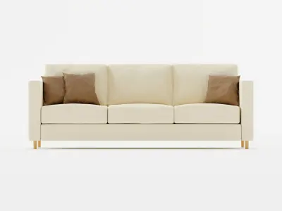 Minimalist White Sofa with Cushions 3D model