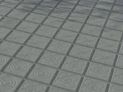 Low-poly Floor Tiles Barcelona Style - Pack 7  3D model