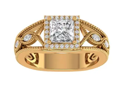Princess Engagement Ring 3D print model buy
