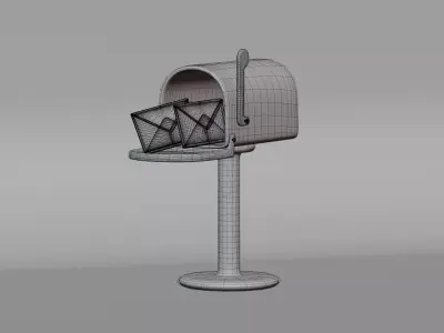 Mailbox With Envelopes Low-poly 3D model