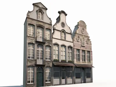 Buildings Facade 180 Low Poly Low-poly 3D model