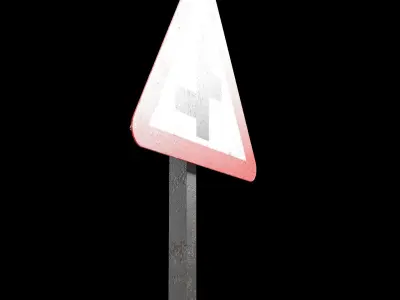 Staggered intersaction Roadsign Low-poly 3D model