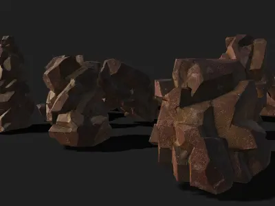 Mountain desert Rocks - PBR Pack 03 Low-poly 3D model