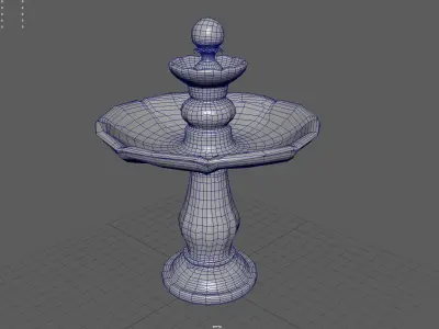 Round garden fountain Low-poly 3D model