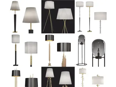 Floor Lamp low poly 3d models collection 10 pieces Low-poly 3D model