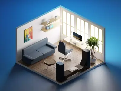 Isometric Study Room 3D model