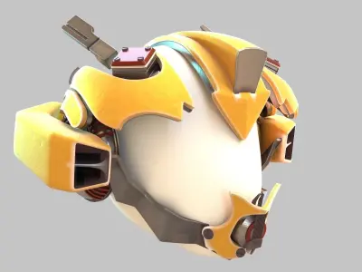Yellowish Tech Helmet 3D model