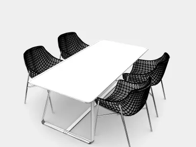 Dining set with table and chair  3D model
