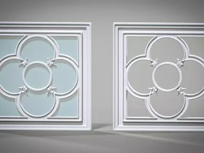 Highpoly Square Gothic Window Type5 3D model