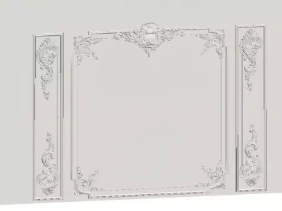 French Plaster Molding Accent Wall 3D model