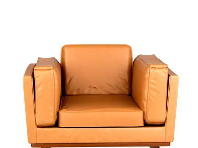 Mid Century Brown Leather Chair 3D model