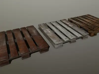 pallet three wooden pallets Low-poly 3D model