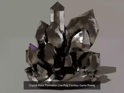 8 Low Poly Dark Environment Assets and Mystic Rock Formations 3D Model Pack