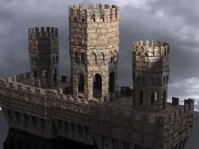 English Norfolk Fort walls Tower bridge 3  3D model
