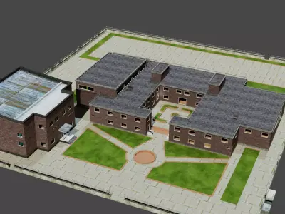 Pubg School building Low-poly 3D model