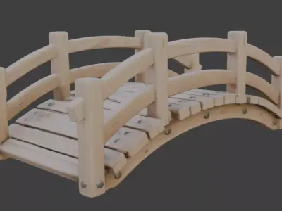 Cartoony Pixar Style Garden Bridge 3D model