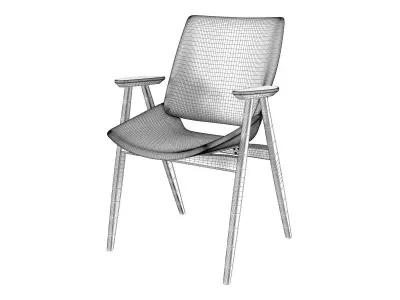 Shell Wood Armchair Upholstered 3D model