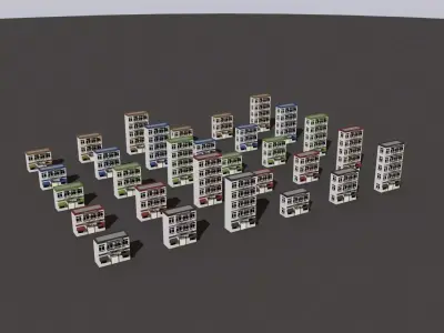 Cartoon Building Low Poly Building J 30 Variant Low-poly 3D model